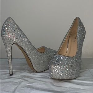Cinderella Style Silver jeweled Pumps